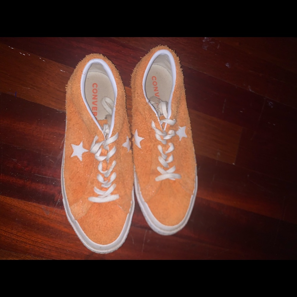 converse fuzzy orange shoes